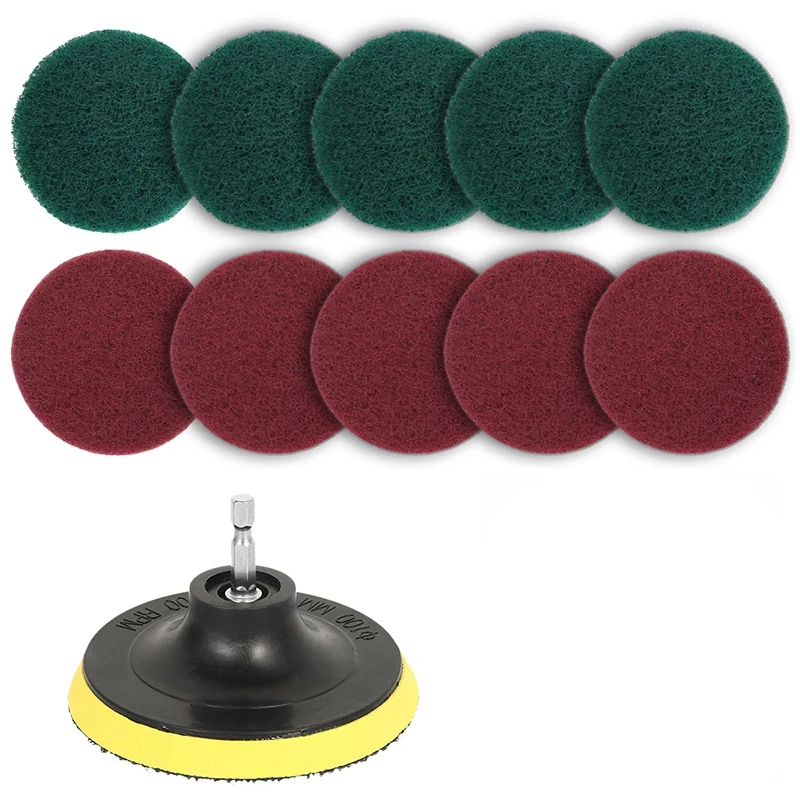 

11Pcs Power Scrubber Brush Set Polishing Pad For Drill Powered Brush Tile Scrubber Scouring Pads Cleaning Tool
