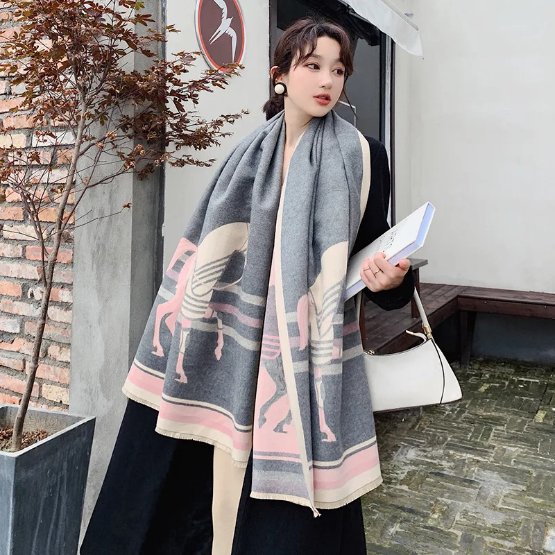 2019 роскошный зимний кашемировый шарф для женщин шаль из пашмины с животным принтом хиджаб длинные шали и палантины шарфы для женщин от AliExpress WW