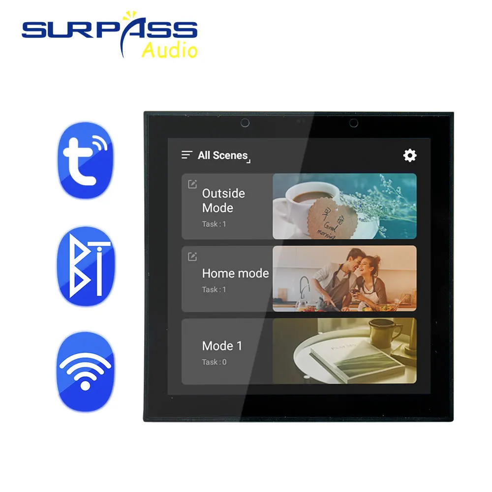 Настенный усилитель, 4-дюймовый умный Wi-Fi усилитель для музыки, Android 8,1, с поддержкой Bluetooth, домашний кинотеатр, стерео, с поддержкой Tuya USB TF