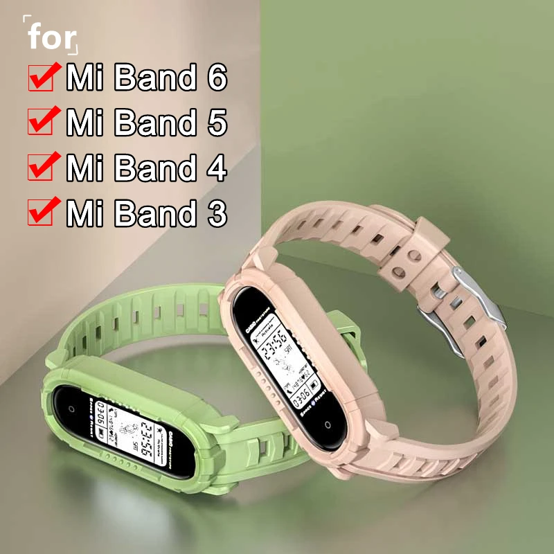 

Strap For Xiaomi Mi Band 6 5 4 3 Silicone Armor Wristband Sports Bracelet on Miband5 6 4 3 Global Version NFC Smartwatch Straps