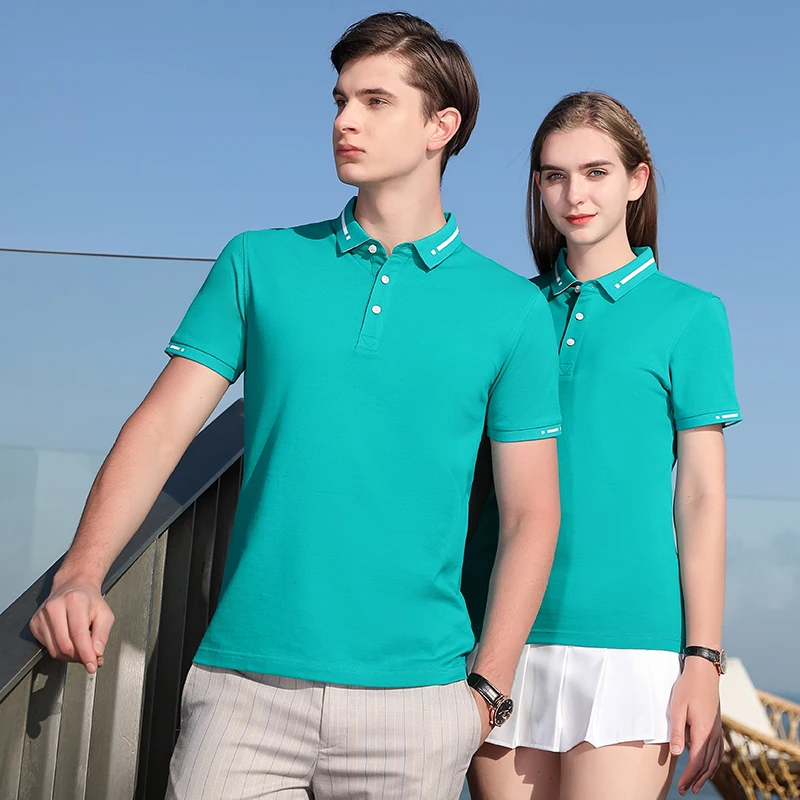 

200g antique cotton bead Lapel short sleeve polo shirt