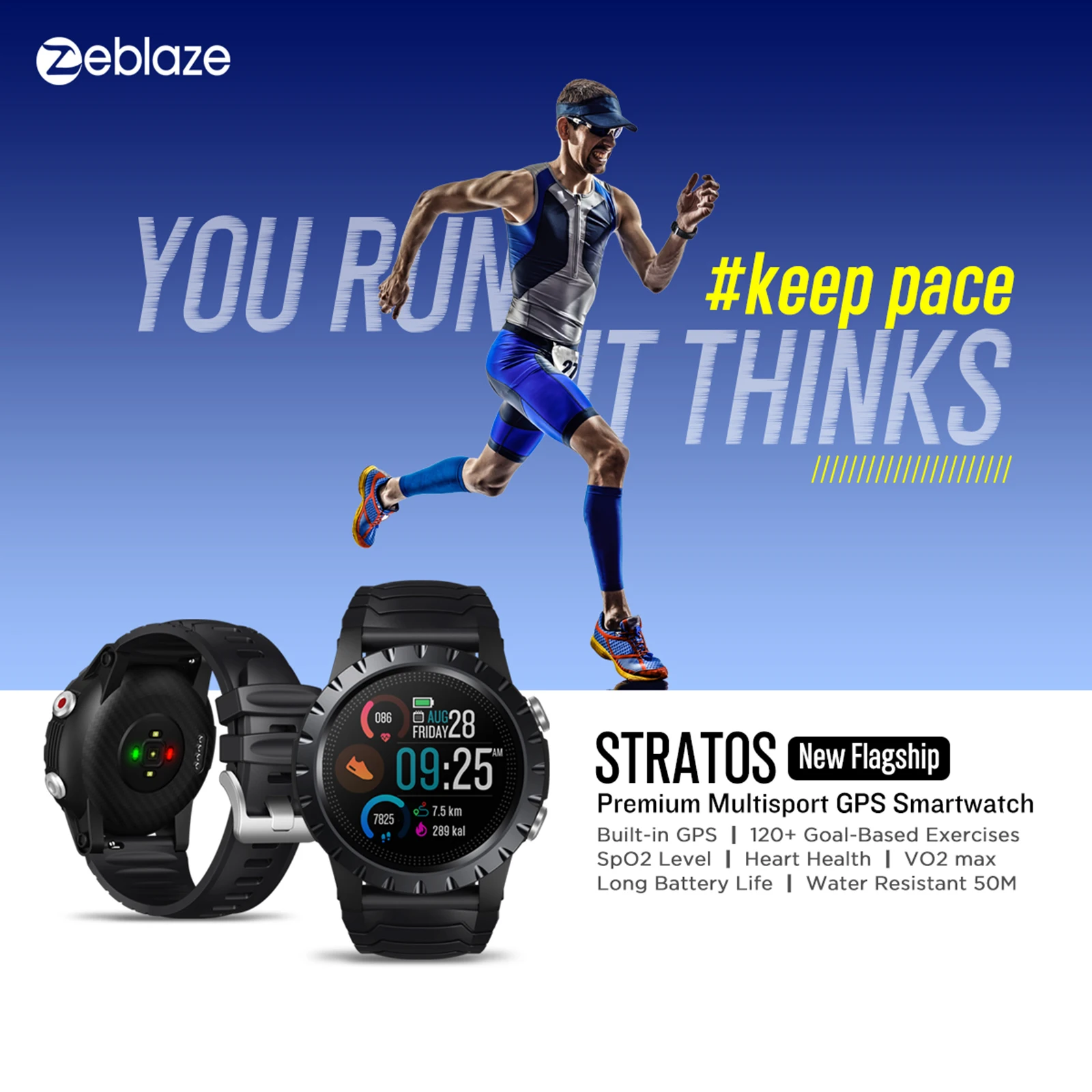 Новинка 2021 Zeblaze Stratos спортивные умные часы gps GLONASS GALILEO пульсометр SpO2 VO2max
