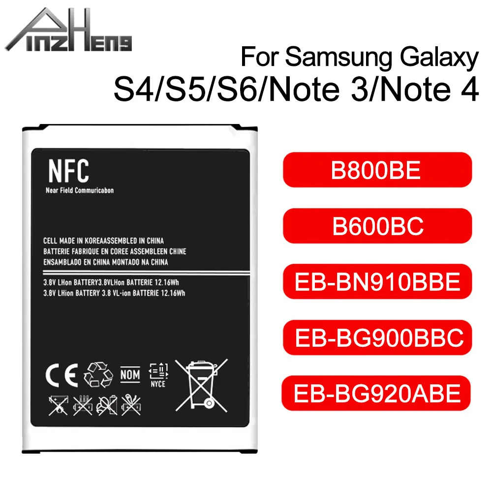 Аккумулятор PINZHENG для Samsung Galaxy S4 S5 S6 Note 3 4 B800BE B600BC EB BN910BBE BG900BBC BG920ABE|Аккумуляторы