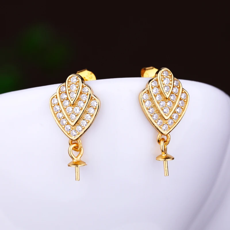 Женские серьги гвоздики из серебра 925 пробы с фианитом жемчужиной 7 13 мм или