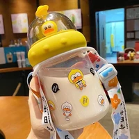 cute cartoon fun duck transparent childrens plastic water cup creative personality student girl interested water bottle gift