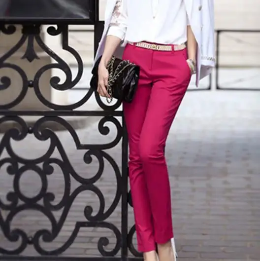 Женские формальные офисные рабочие брюки размера плюс женские узкие черные OL