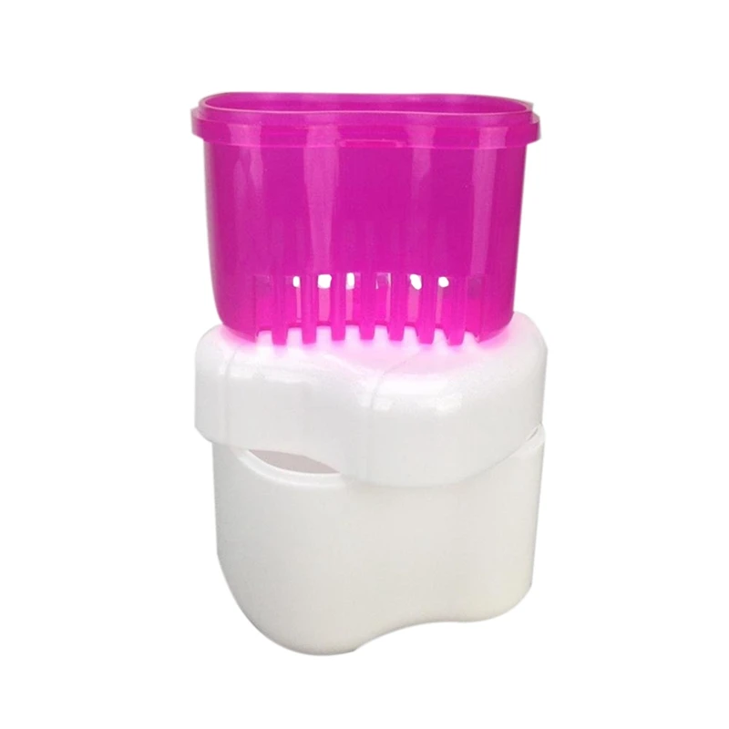 Denture Box with Specially Designed Holder for Rinse Basket, Great for Dental Care, Easy to Open, Store and Retrieve