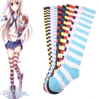 1 пара новых детских носков для женщин до колен для девочек с длинными рукавами в полоску с принтом бедра высокие полосатые носки с рисунком 9 Цвета очаровательные милые теплые оптовая продажа