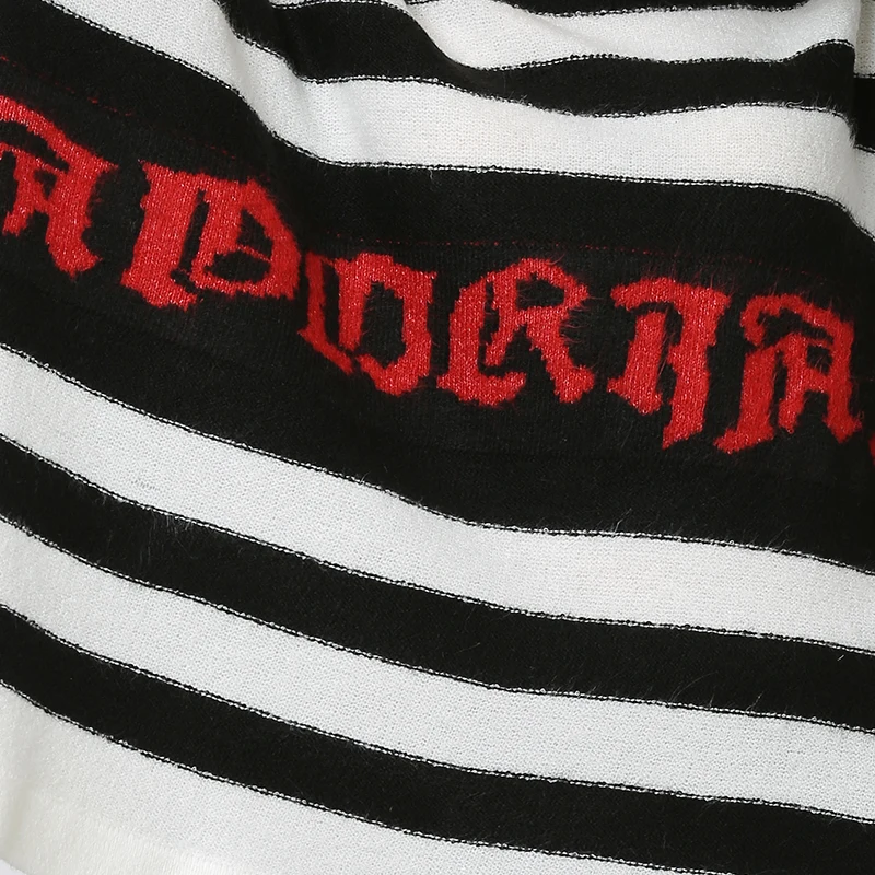 Женский свитер-пуловер XIKOI в полоску Корейском стиле черно-белый | Женская одежда