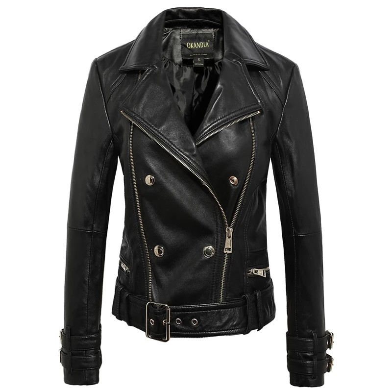 

women Free shipping, fashion genuine leather jackets.plus size sheepskin jacket,soft street jacket.biker coat,black