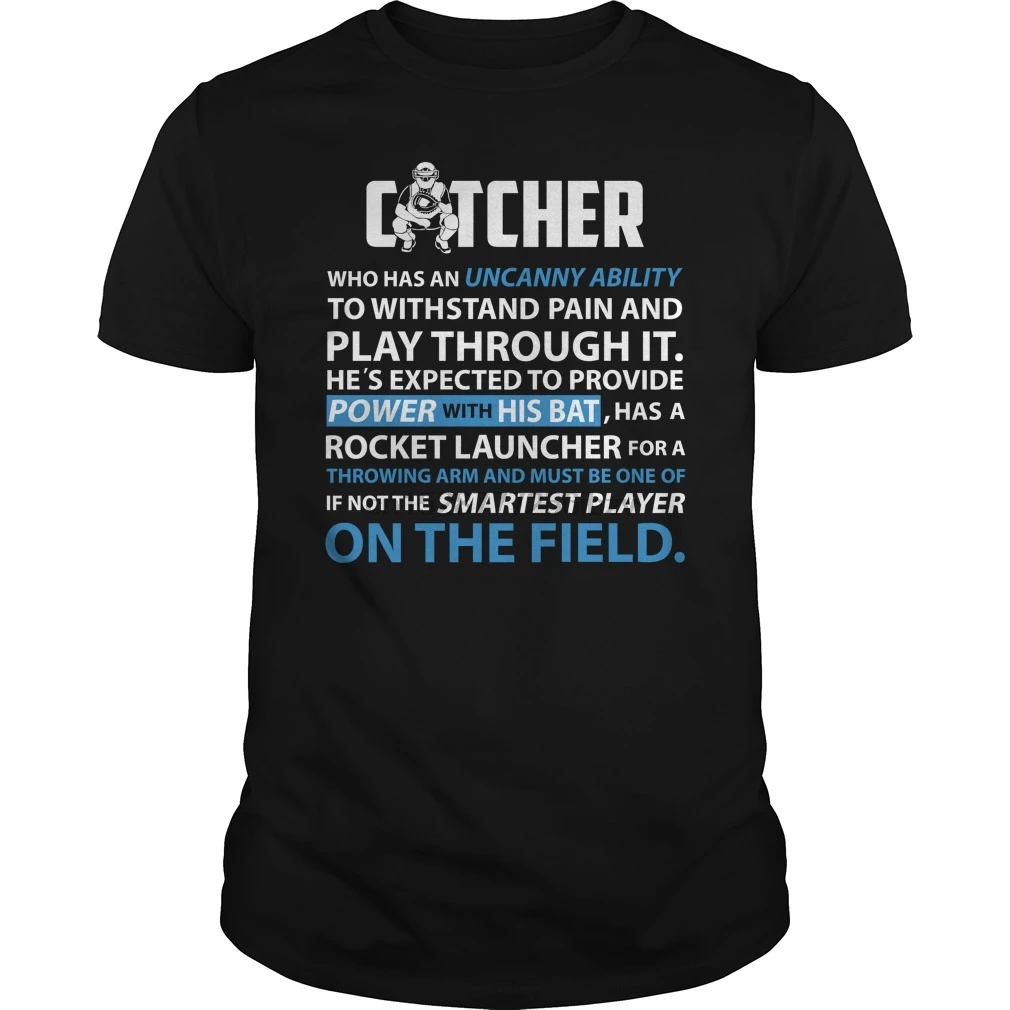 Мужская Футболка бейсбольная Ловца умный игрок на поле (1) крутая футболка с