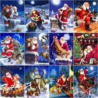 gatyztory oil painting by numbers santa claus kits for adults diy gift handpainted figure paint by number modern home decor craf