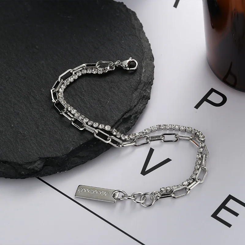 

Foxanry Silver Color Bracelet for Women Summer New Trendy Elegant Simple Zircon Chain Bride Party Jewelry Birthday Gifts