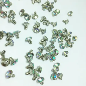 100 комплектов черных заклепки из горного хрусталя с кристаллами AB, украшение сделай сам для одежды, сумок, обуви, декоративные шипы, стеклянные пуговицы