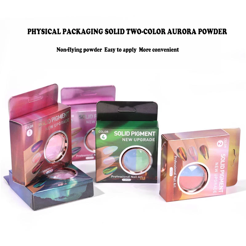 

1 Box Nail Glitter Powder Solid Two-color Aurora Powder Nail Art Holographic Laser Powders For Gel Manicure Nails Art Decoration