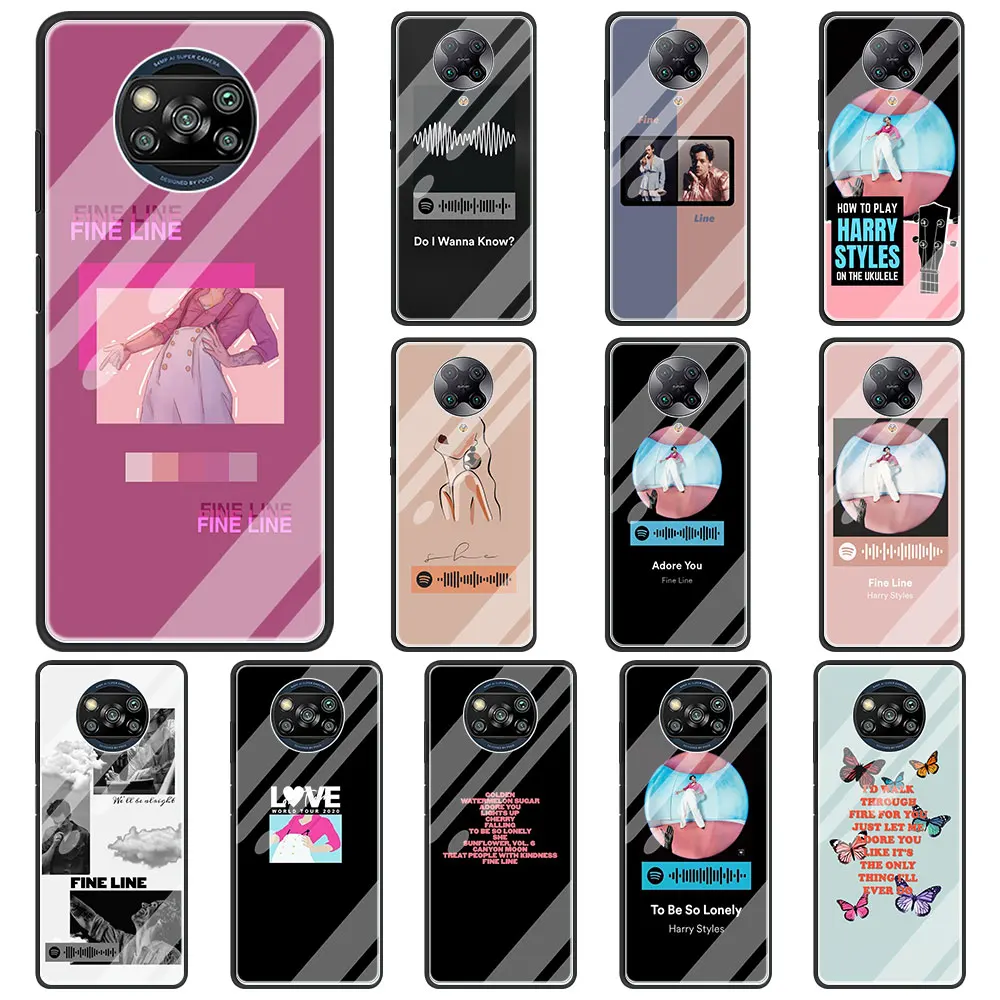 

Tempered Glass Phone Case For Xiaomi Mi Poco X3 NFC 10T Pro 11 9T Note 10 Lite Harry Styles Fine Line Golden Cover Coque Fundas