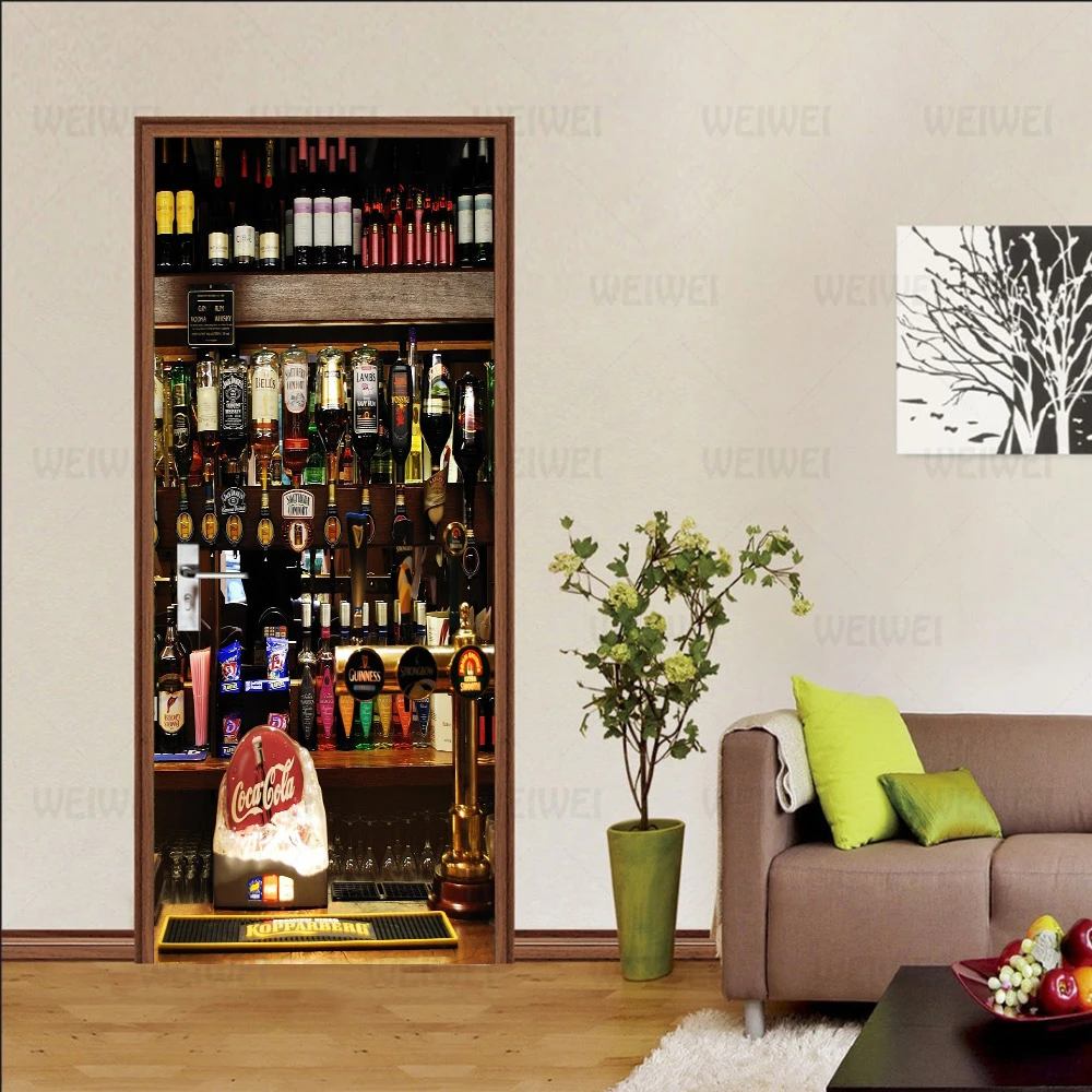 Самодельные 3D наклейки на дверь красное вино Настенная роспись художественные