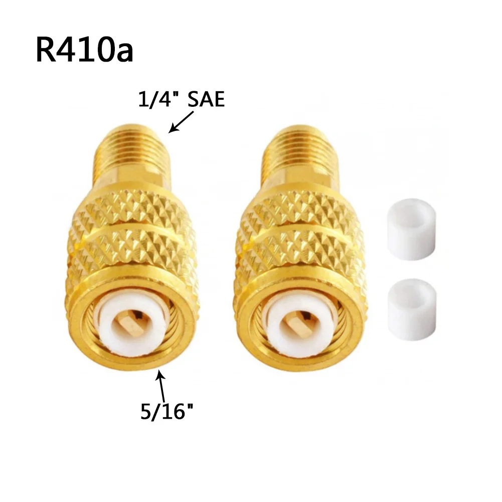 

2pcs Brass R410a Adapters Female 5/16" SAE Male 1/4" SAE For Refrigerant R22 Adapter Connection Adapter Hvac Tools