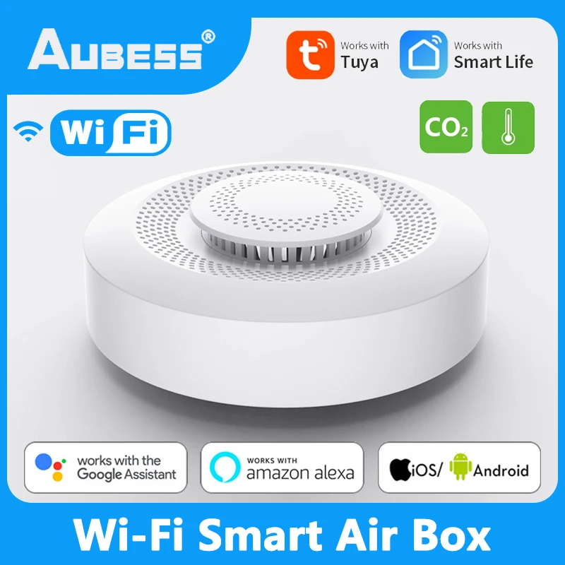 

Aubess Tuya Smart Life Wifi CO2 Meter Detector Air Quality Sensor Monitor Formaldehyde VOC Carbon Dioxide Home Gas Air Analyzer