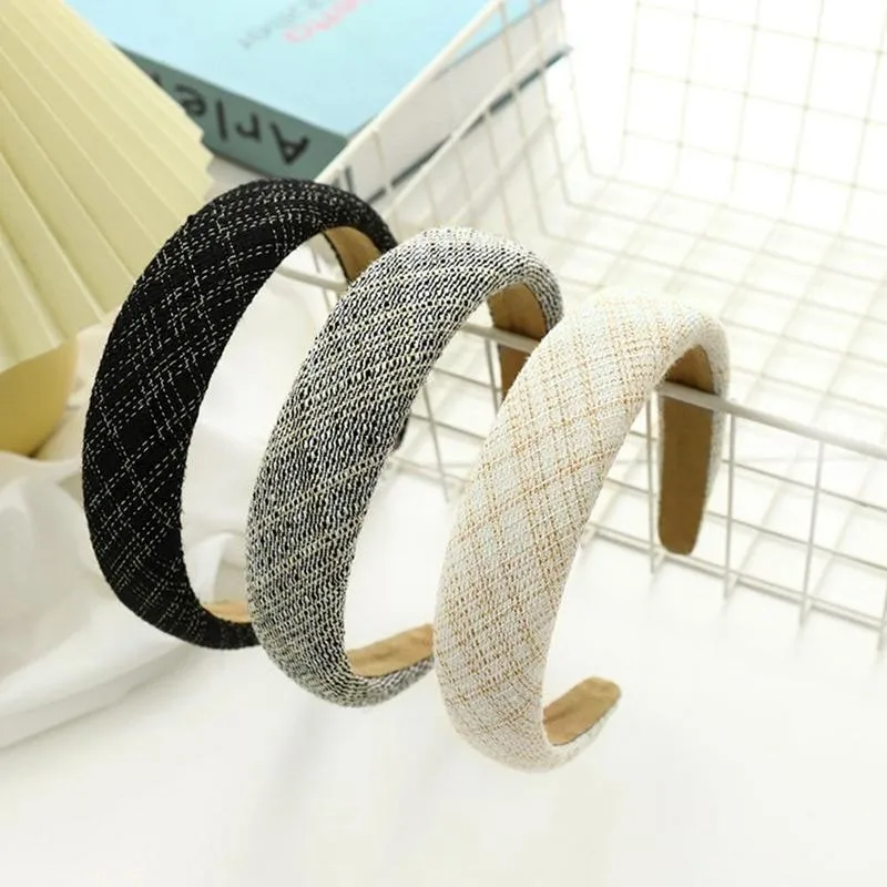 

L Knitting Sponge Hairband Women Plaid Headband Wide Hair Hoop Bands Thicken Headdress Hair Accessories