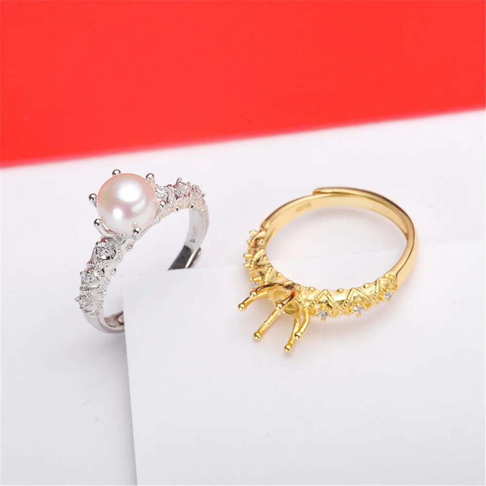

Кольца без жемчуга для женщин, классическое кольца с изменяемыми размерами, основа для колец, 925 серебряные кольца с жемчугом, «сделай сам», ...