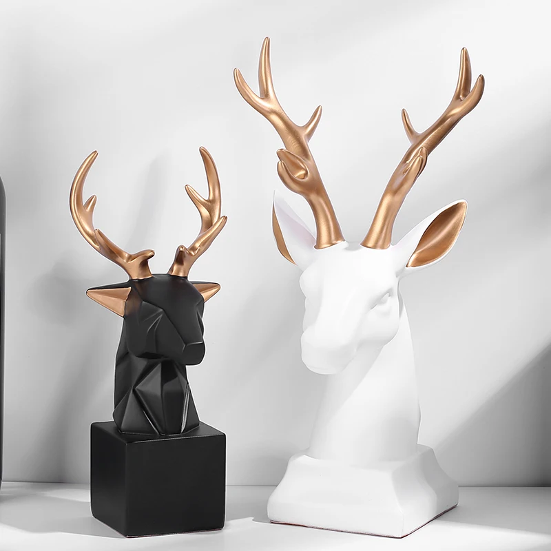 

Creative Northern Europe Brief Deer Head Decoration Crafts Gift Room Soft Ornaments Home Display Furnishing