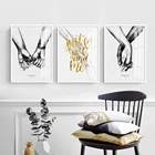 Черно-белый ручной рисунок любовь холст картина плакат и печать настенные картины для гостиной спальни Декор картина