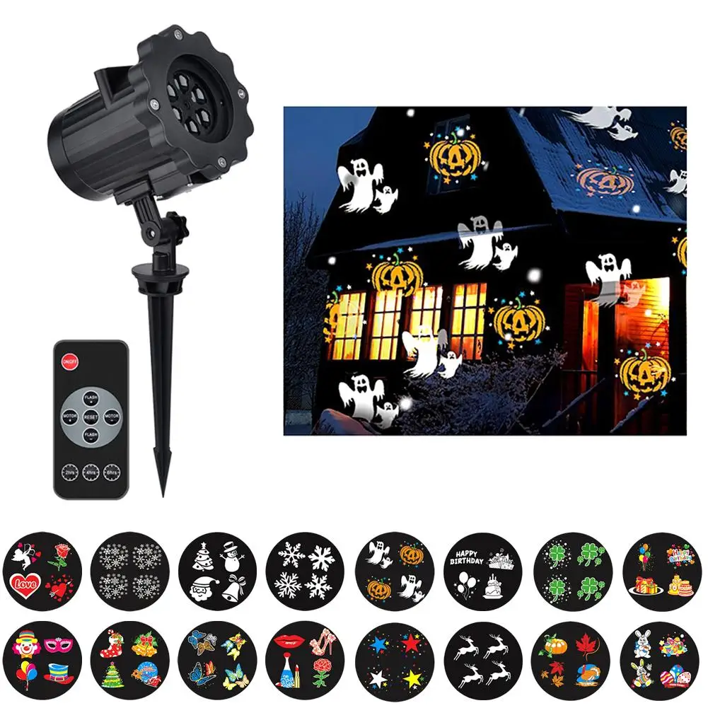 Рождественский светодиодный лазерный проектор снежинок с пультом