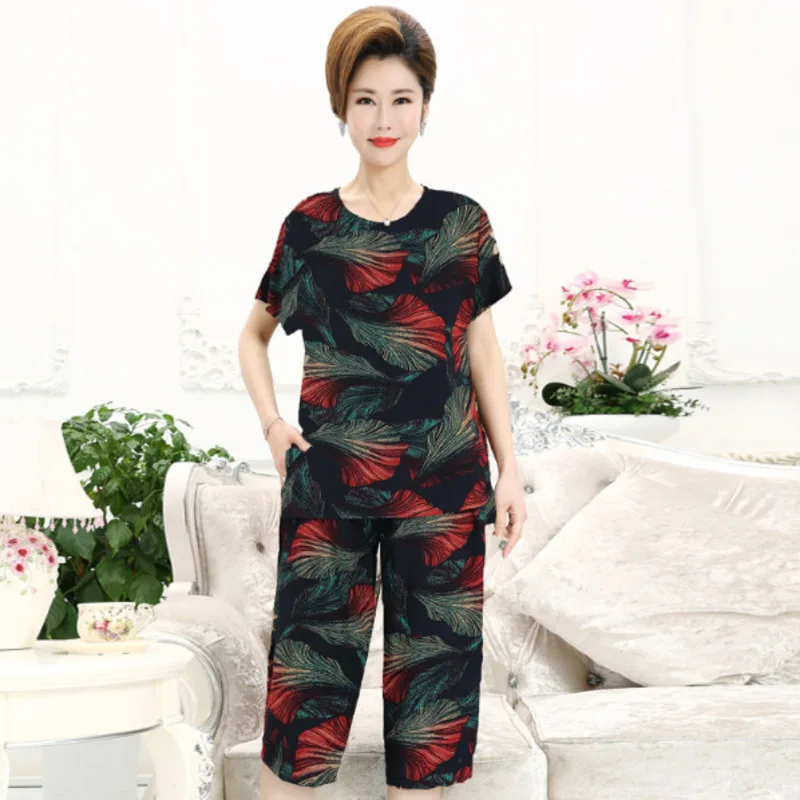 #0619 топы с короткими рукавами и короткие штаны эластичной резинкой на талии