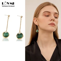 fashion sliver 925 women earrings green jade emerald gemstone long drop earrings wedding party gift flower fine jewelry pendant