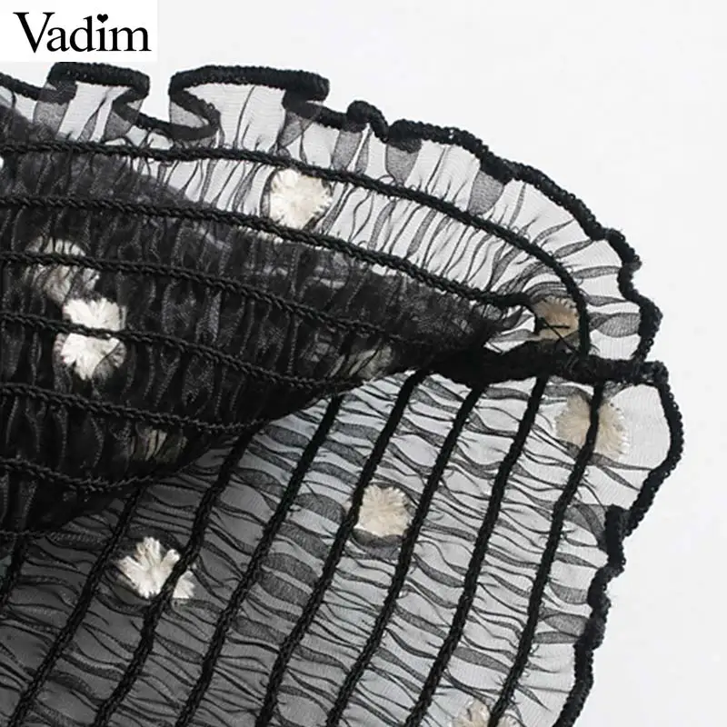 Vadim женские стильные блузки в горошек эластичные рубашки с буфами на рукавах