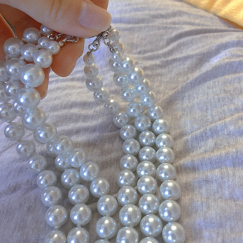 Модное женское колье-чокер с кристаллами и искусственным жемчугом | Украшения