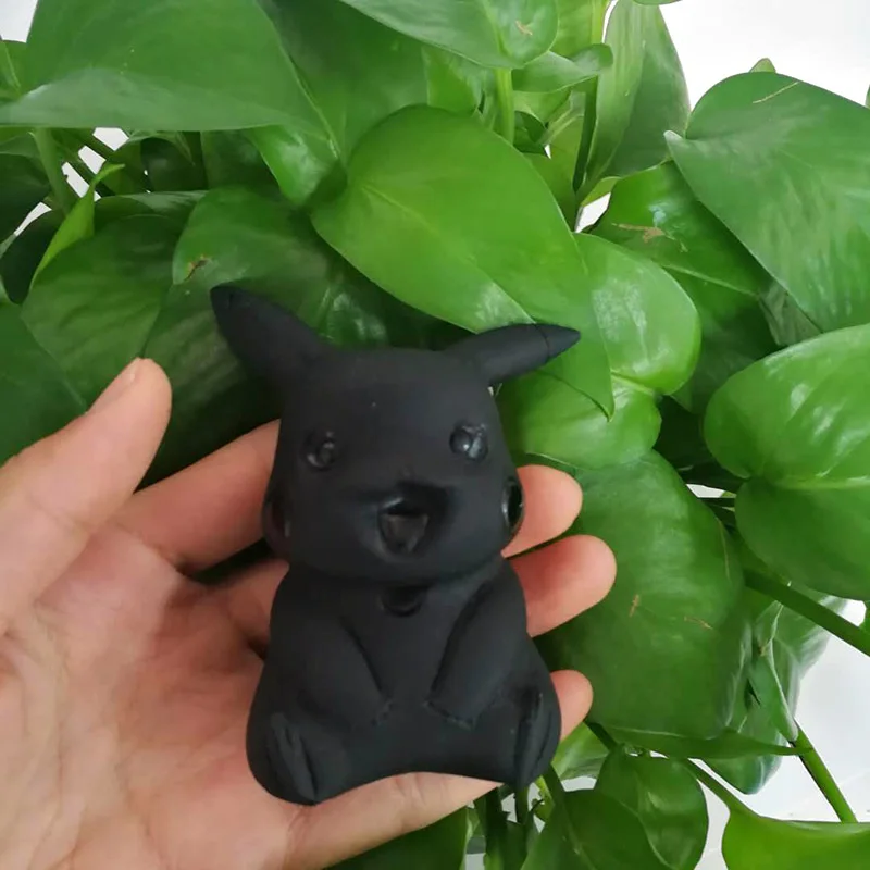 Натуральный кристалл черный обсидиан фигурка покемона резные Пикачу кварц