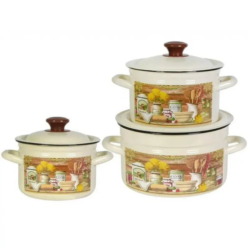 Набор кастрюль КМЗ Сельский мотив-1 6 предметов | Дом и сад