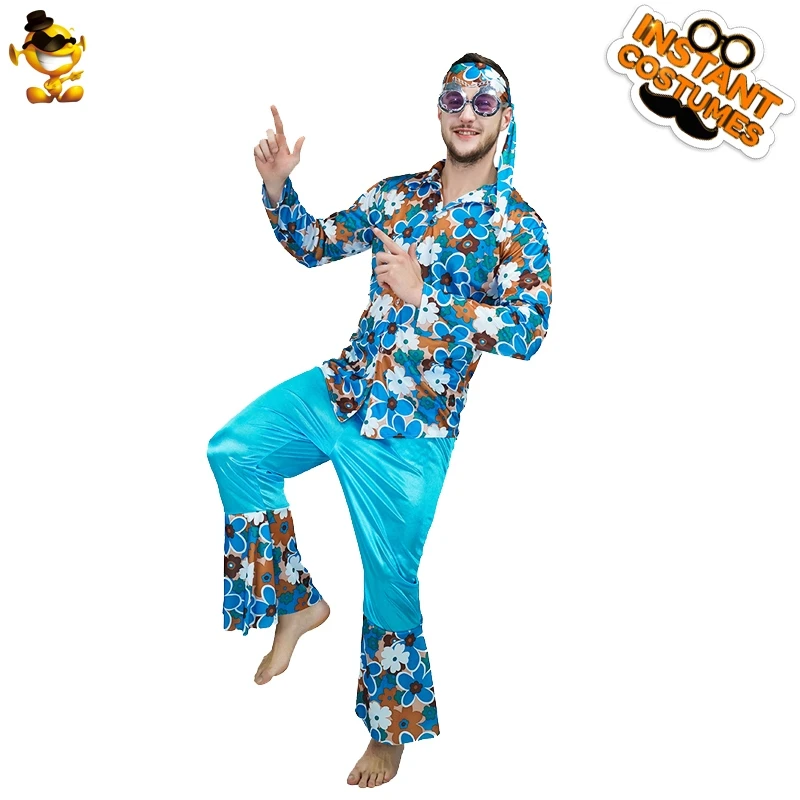 Костюмы хиппи для мужчин и женщин на Хэллоуин ролевых игр в стиле с цветами