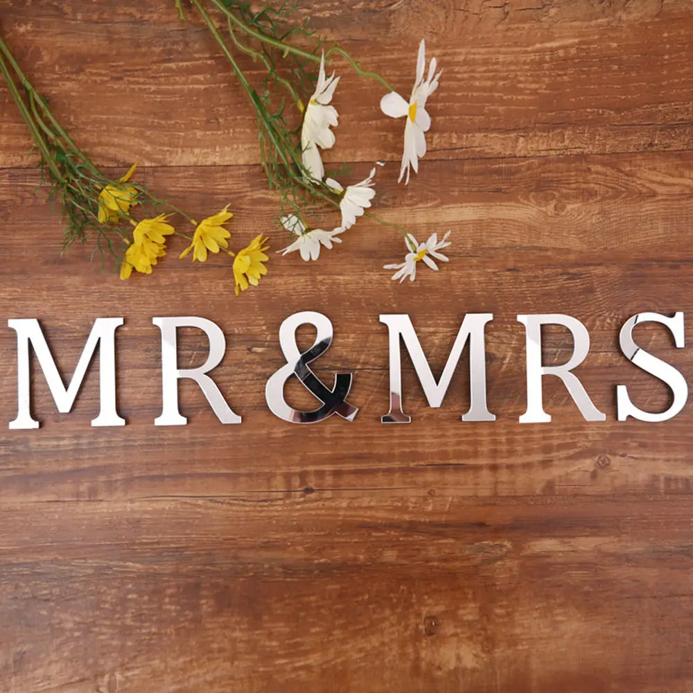 10*10 см 26 букв Серебряная зеркальная Настенная Наклейка акриловые настенные