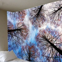 forest tapestry wall hanging psychedelic trees and stars fabric tapestry home decor polyester table cover forest night tapestry
