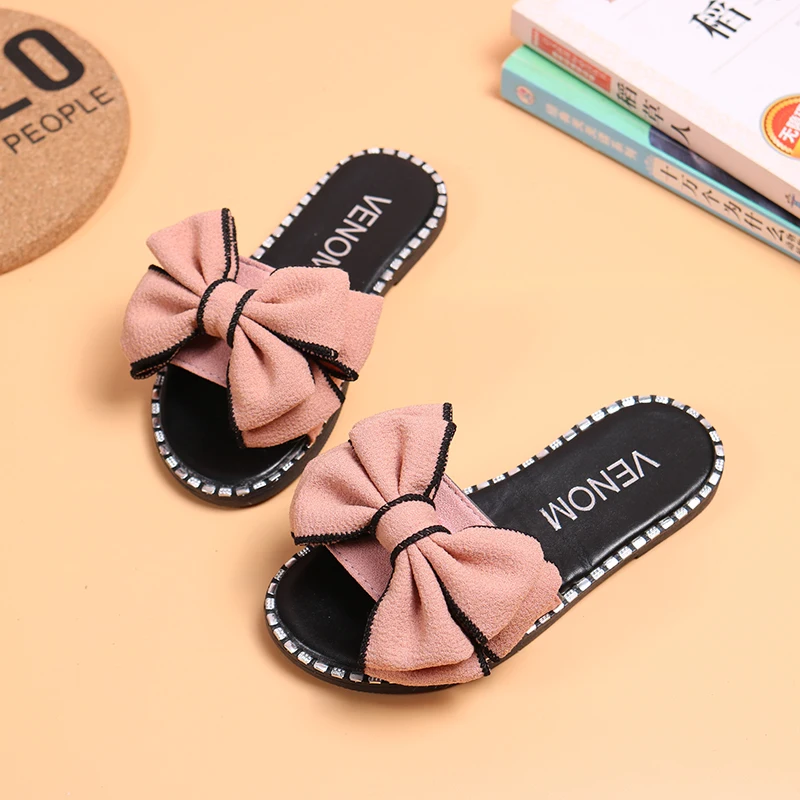 Шлепанцы Детские с бантом пляжная обувь для девочек летние сандалии принцесс| |