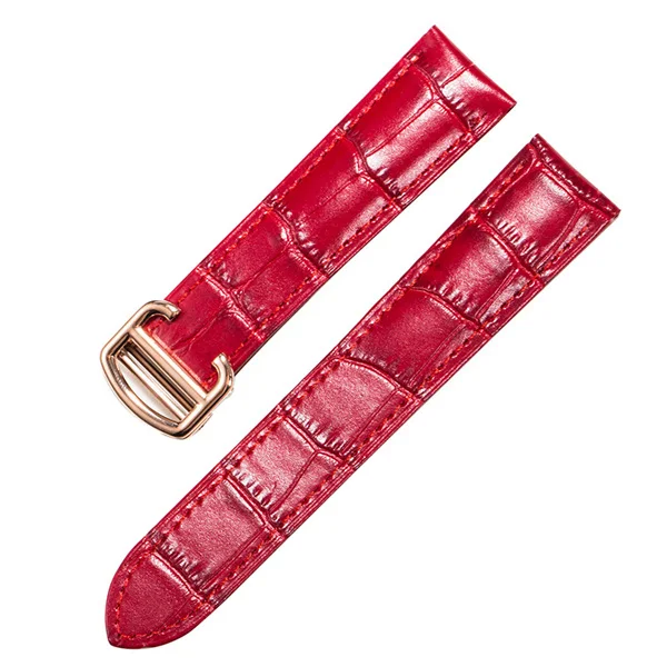Натуральная кожа ремешок для часов 20/22/23/24/25 мм подходит для Cartier Tank Solo W6700255 ремешок для часов для Для мужчин/Для женщин - Цвет ремешка: red with rose gold