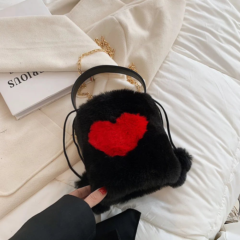 

Женская модная сумка через плечо с принтом сердца, сумка на шнурке, мини-сумка-ведро, сумки для покупок, товары для путешествий