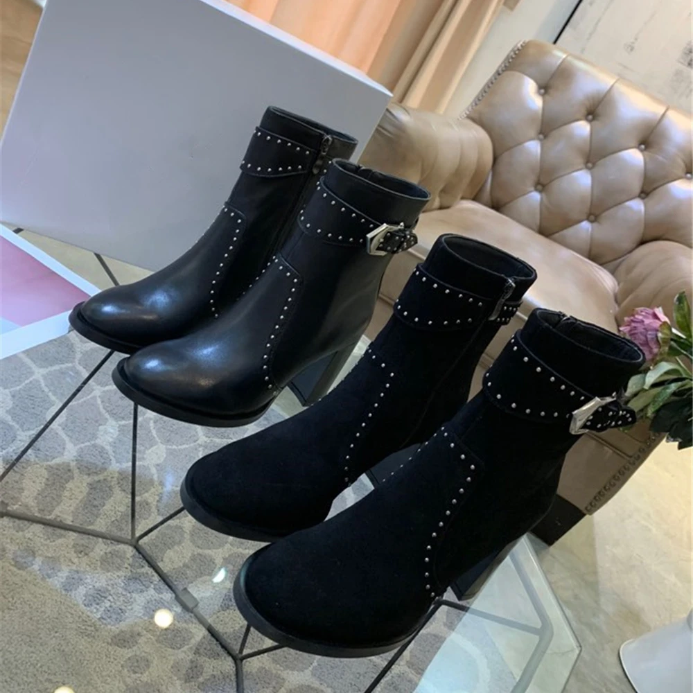 Обувь из натуральной кожи Новинка 2020 года ботильоны женская обувь для верховой