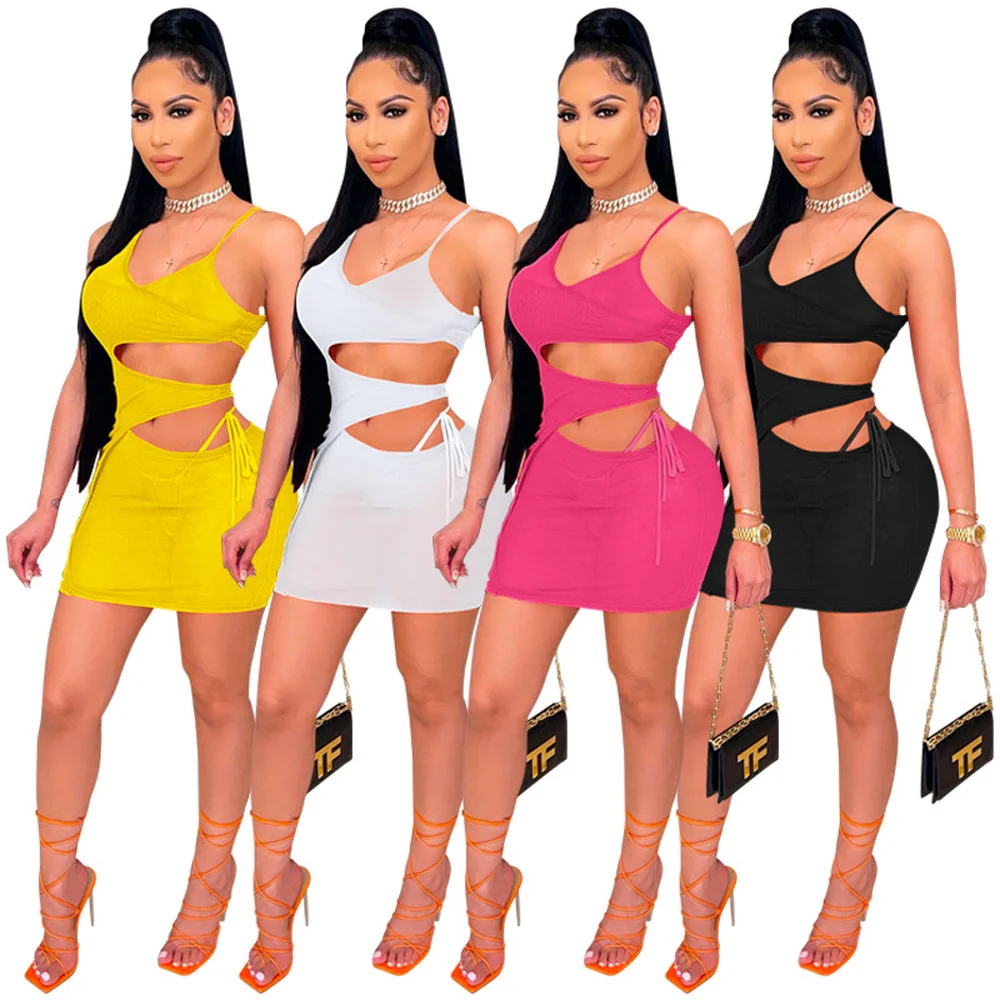 

Пояс с вырезами Вечерние Клубные мини платье женское сексуальное платье на бретельках без рукавов облегающее летнее платье с низким вырезо...