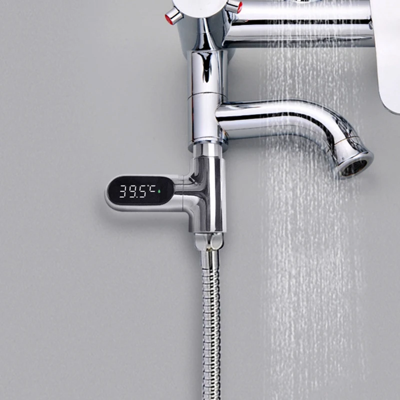 

LED Display Home Water Shower Thermometer Flow Self-Generating Electricity Water Temperature Meter Monitor for Baby Care