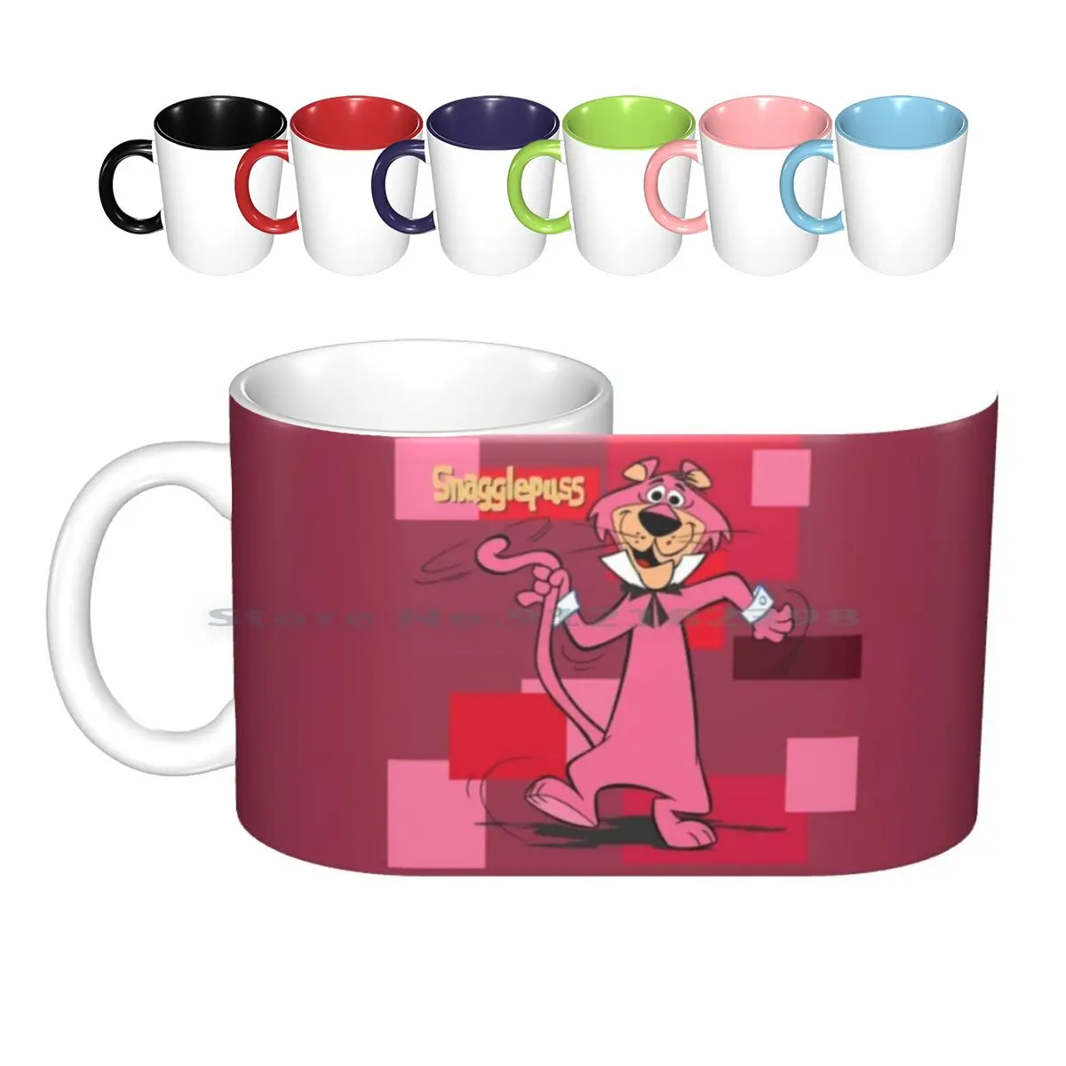 

Snagglepuss Classic. Керамические кружки, кофейные чашки, кружка для молока, чая, чашка Teenysophia Snagglepuss Think Pink Hanna