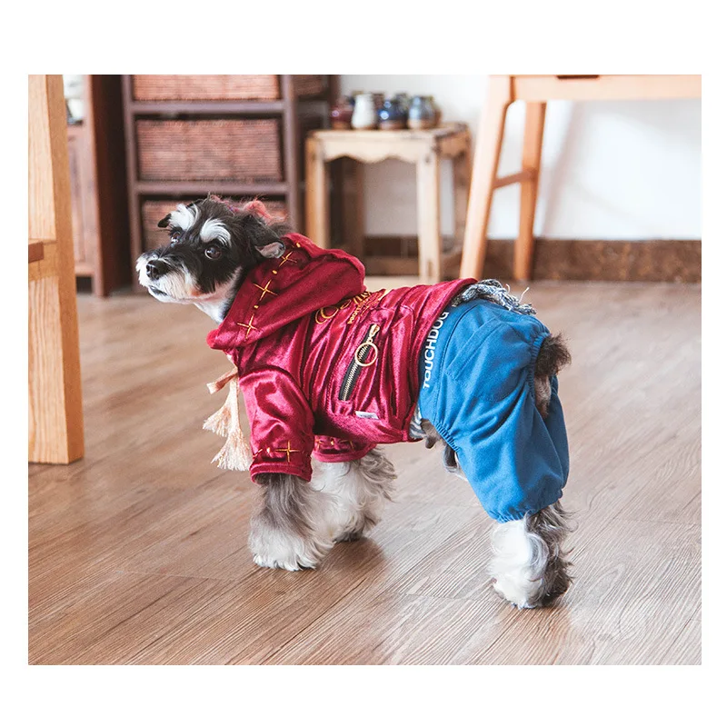 Одежда для собак теплая толстовка с капюшоном на осень и зиму модное пальто