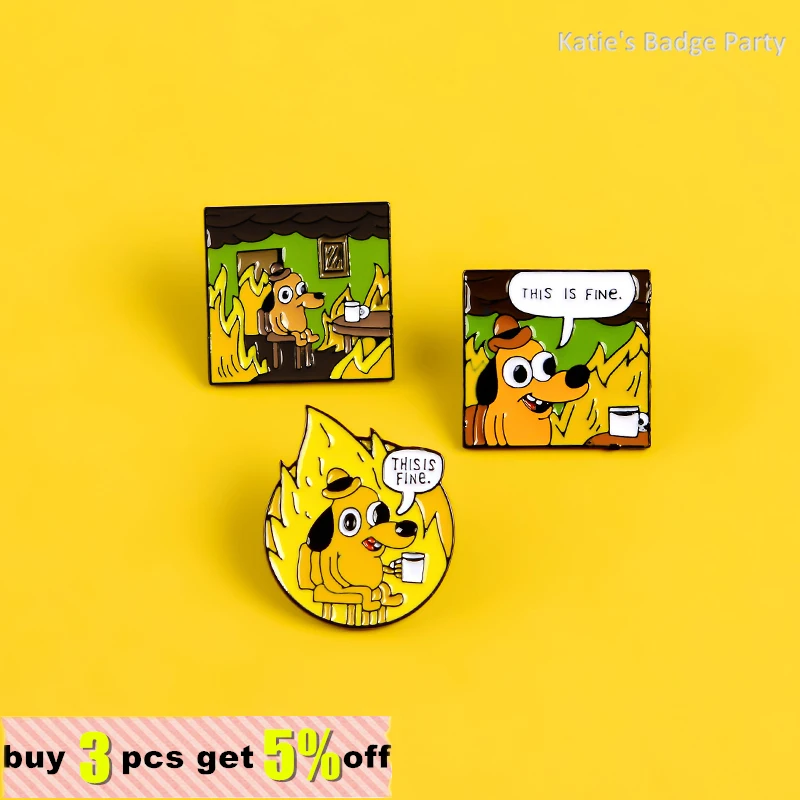 Эмалированные булавки с мультяшным юмором эмалированные изображением собаки