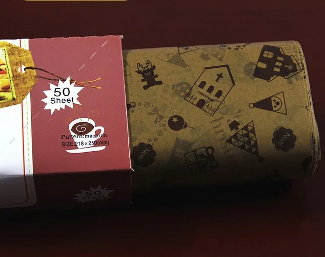 Chocolate christmas 50 шт./компл. пищевая вощеная бумага Класс смазка Бумага Еда обертки для упаковки Бумага для выпечки хлеба сэндвич Гамбургер картофель фри масло Бумага с нугой и упаковочная машина - Цвет: Chocolate christmas
