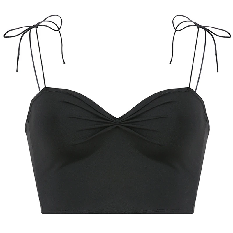 Сексуальный топ на бретельках со шнуровкой женская летняя простая однотонная