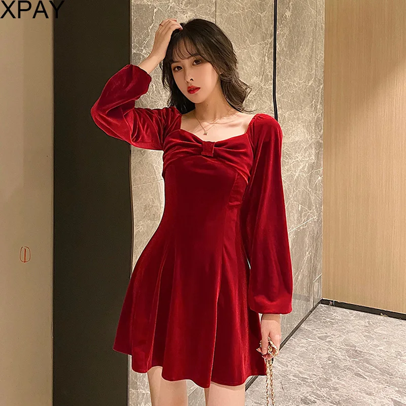 Элегантное весеннее женское платье осень 2020 новое винтажное бархатное с длинным