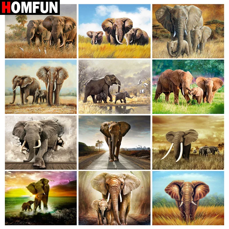 

Алмазная 3D картина HOMFUN «Слон», Набор для вышивки крестиком «сделай сам», квадратная круглая вышивка